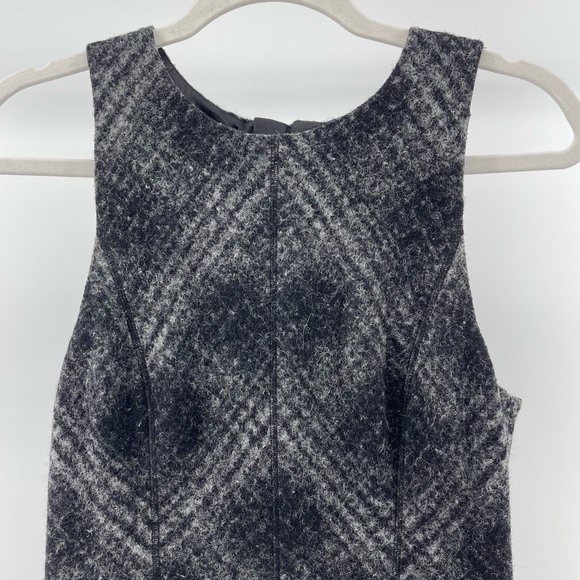 Banana Republic Wool Blend Sheath Midi Dress in Black/Grey Plaid, Women's 4 - Picture 4 of 8